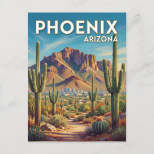 Phoenix Arizona Camelback Mountain Travel Art Postcard
