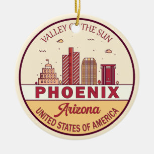 Phoenix Arizona City Skyline Emblem Ceramic Tree Decoration