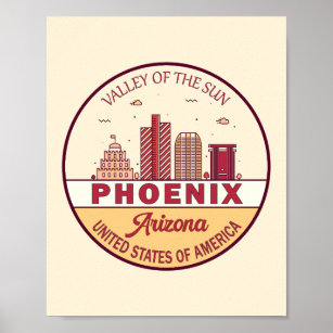 Phoenix Arizona City Skyline Emblem Poster