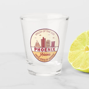 Phoenix Arizona City Skyline Emblem Shot Glass