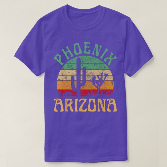Phoenix Arizona Desert Cactus Retro Sunset Outdoor T-Shirt (Design Front)