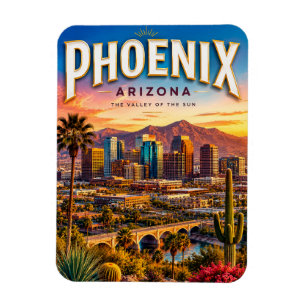 Phoenix Arizona Desert Skyline Scenic Magnet