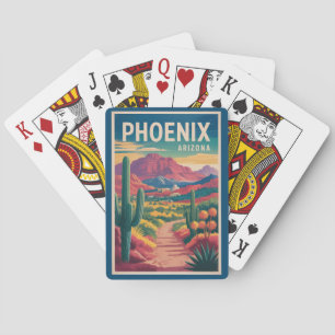 Phoenix Arizona Illustration Travel Art Vintage Playing Cards