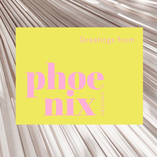 Phoenix Arizona modern pink red  Postcard (Creator Uploaded)