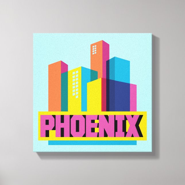 Phoenix, Arizona | Neon Skyline Canvas Print (Front)