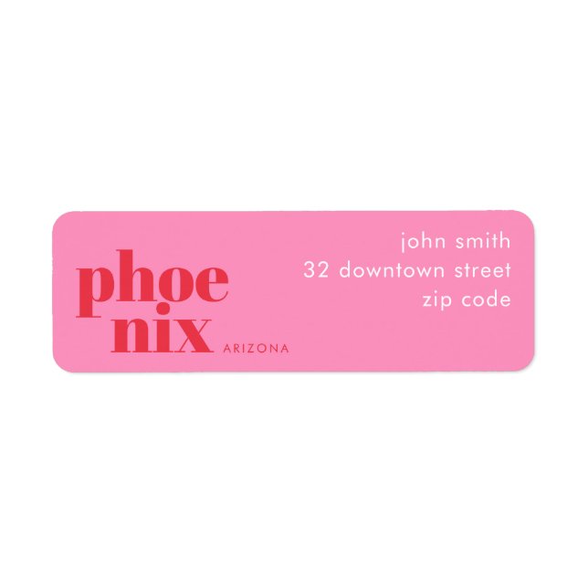 Phoenix Arizona resident Address Label (Front)
