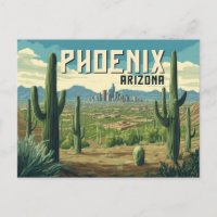 Phoenix Arizona - Retro Desert Cityscape