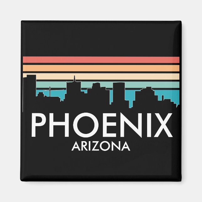 Phoenix Arizona Retro Sunset Skyline Magnet (Front)