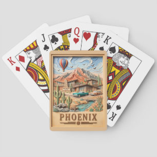 Phoenix Arizona Road Trip Vintage Travel Textured Playing Cards