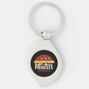 Phoenix Arizona Skyline Art Print Retro Sunset Key Ring