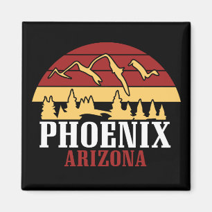 Phoenix Arizona Skyline Art Print Retro Sunset Magnet