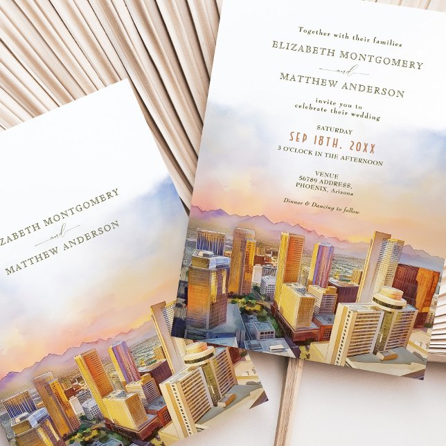 Phoenix Arizona Skyline Destination Wedding Invitation (Creator Uploaded)