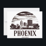 Phoenix Arizona Skyline Postcard<br><div class="desc">Show your love for the Valley of the Sun with this striking black and white Phoenix skyline design. Featuring iconic downtown architecture, palm trees, and desert vibes, this minimal yet bold artwork celebrates the modern spirit of Arizona’s capital city. Perfect for Phoenix natives, travelers, or desert city lovers, this design...</div>