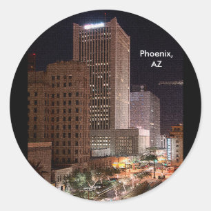 Phoenix Arizona Skyscrapers at Night Classic Round Sticker