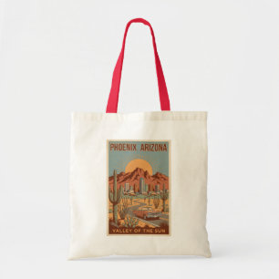Phoenix Arizona Sun Illustration Travel Art Retro Tote Bag