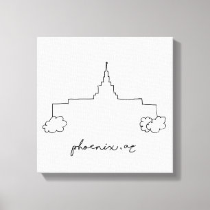 phoenix arizona temple simple modern sketch canvas print