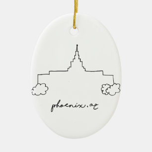 phoenix arizona temple simple modern sketch ceramic tree decoration