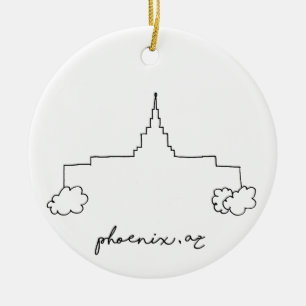 phoenix arizona temple simple modern sketch ceramic tree decoration