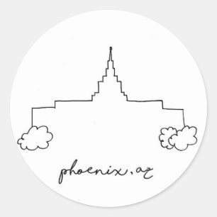 phoenix arizona temple simple modern sketch classic round sticker