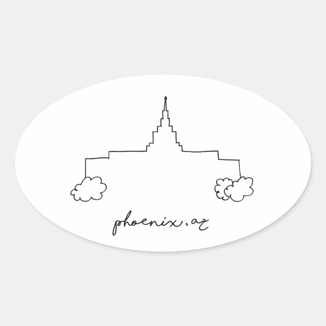 phoenix arizona temple simple modern sketch oval sticker (Front)