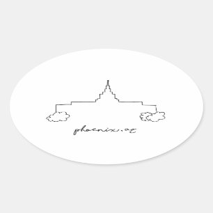 phoenix arizona temple simple modern sketch oval sticker