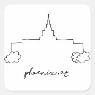 phoenix arizona temple simple modern sketch square sticker