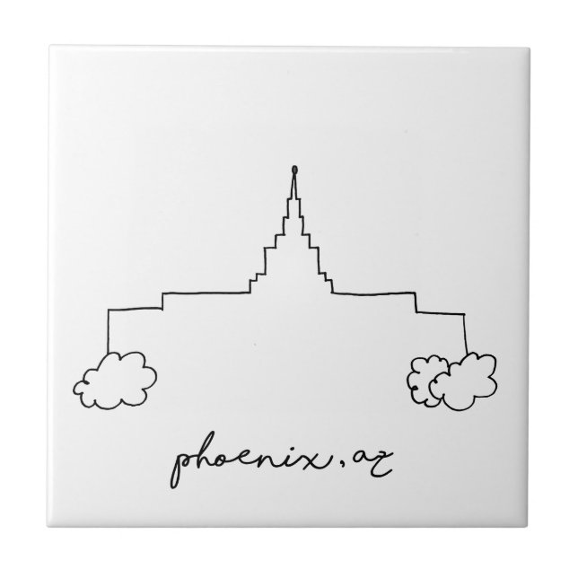 phoenix arizona temple simple modern sketch tile (Front)