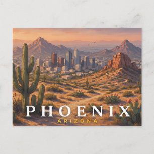 Phoenix Arizona Travel Postcard Desert Skyline