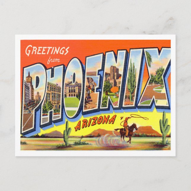 Phoenix, Arizona Vintage Big Letters Postcard (Front)