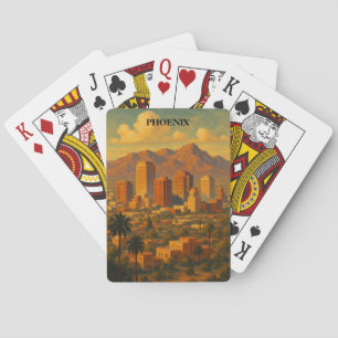 Phoenix Arizona Vintage Travel – Desert Skyline Playing Cards
