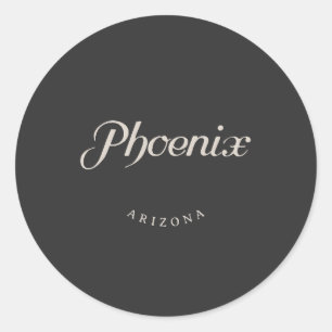 Phoenix Arizona White Font Classic Round Sticker