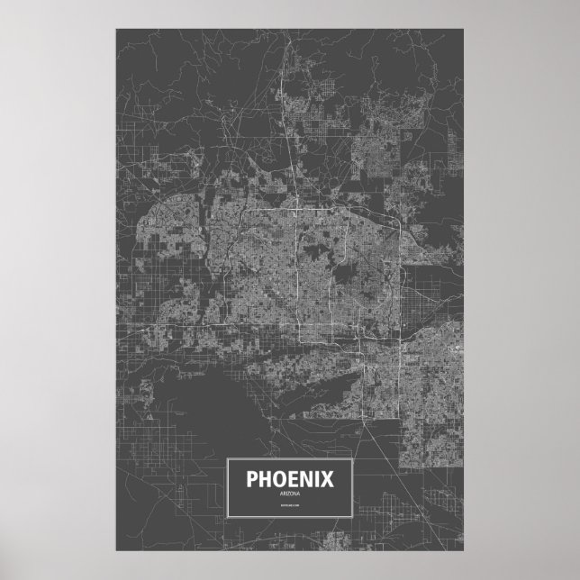 Phoenix, Arizona (white on black) Poster (Front)