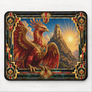 Phoenix, Art Deco Mythical Mouse Pad