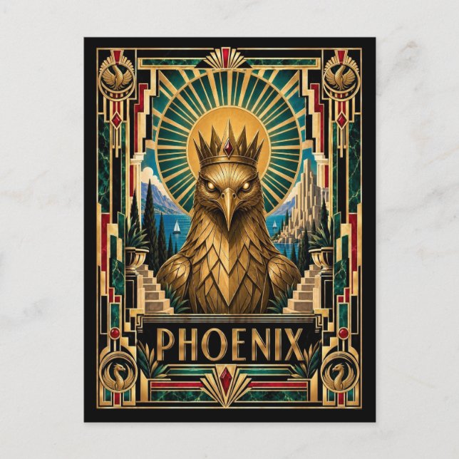 Phoenix, Art Deco Mythical Postcard (Front)