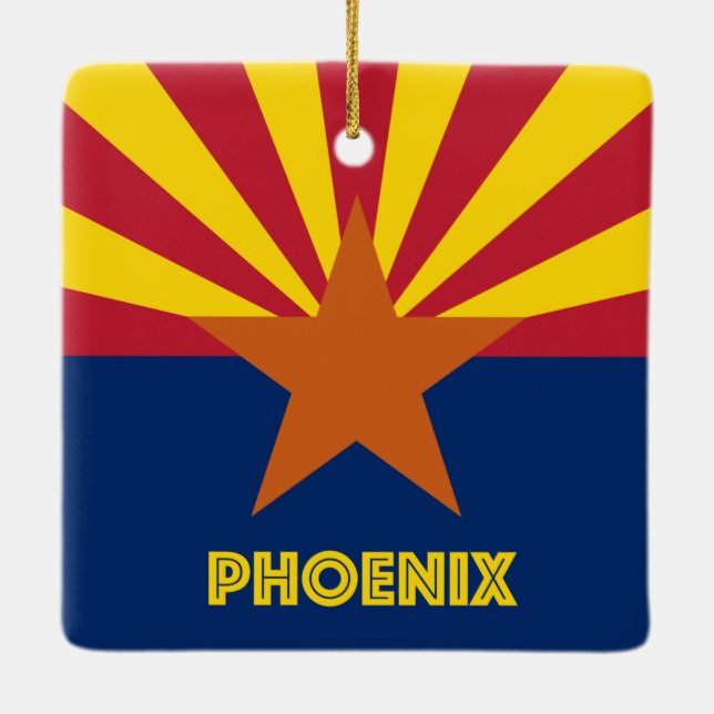 Phoenix AZ Flag Ceramic Ornament (Back)