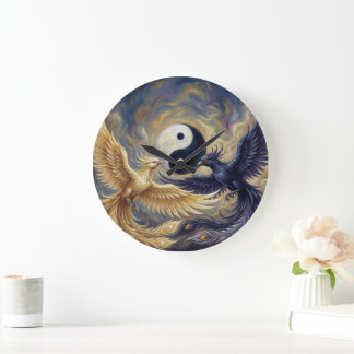 Phoenix Balance Spiritual Wall Tapestry Large Clock