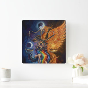 Phoenix Balance Spiritual Wall Tapestry Square Wall Clock