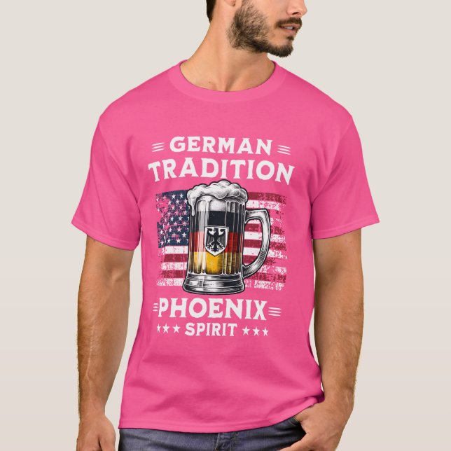 Phoenix Beer Driinking American Flag German Eagle  T-Shirt (Front)