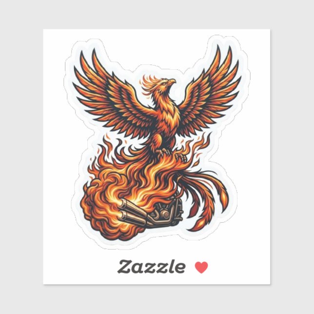 Phoenix Biker Sticker — Motorcycle Flames Decal (Sheet)