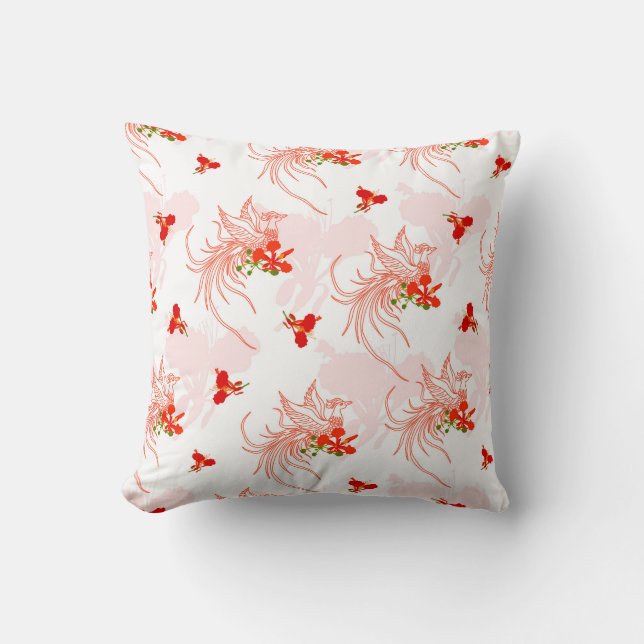 Phoenix Bird And Flower Seamless Pattern Art Cushion (Front)