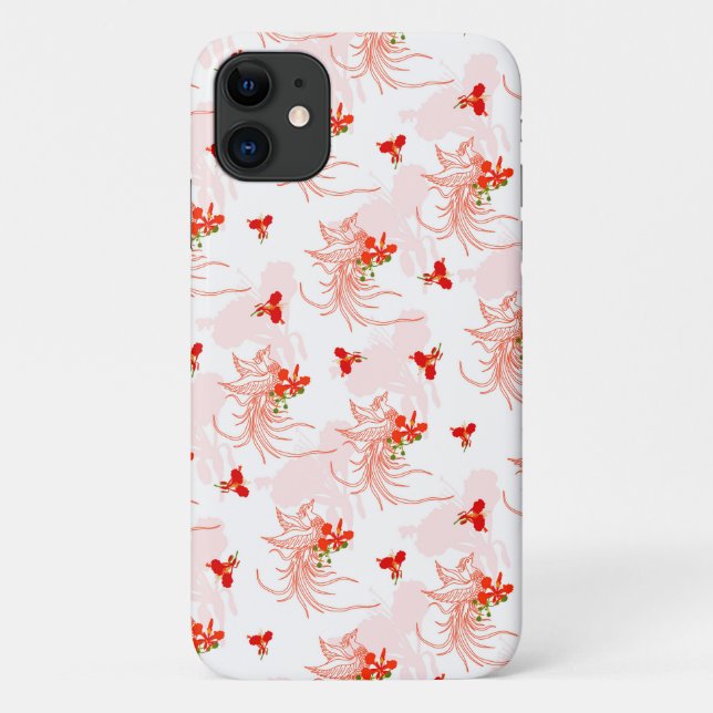 Phoenix Bird And Phoenix Flower Seamless Pattern Case-Mate iPhone Case (Back)