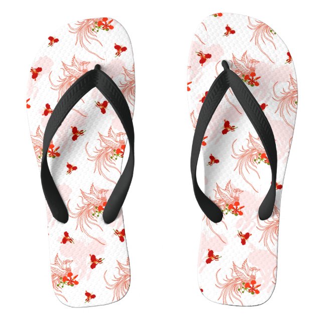 Phoenix Bird And Phoenix Flower Seamless Pattern Jandals (Footbed)