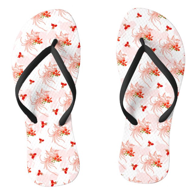 Phoenix Bird And Phoenix Flower Seamless Pattern Jandals (Footbed)