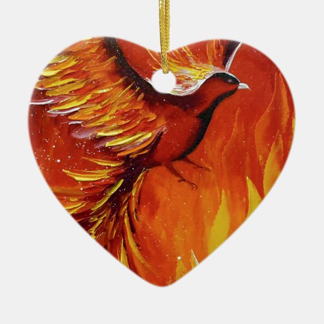 Phoenix bird ceramic tree decoration (Front)