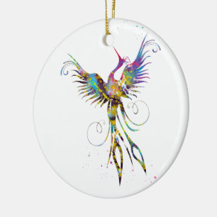 Phoenix bird ceramic tree decoration