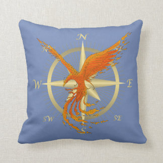 Phoenix Bird Compass Throw Pillow