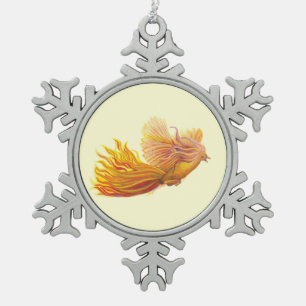 Phoenix Bird in Flight   Snowflake Pewter Christmas Ornament