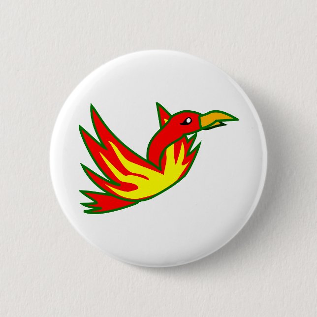 Phoenix Bird Of Fire Mythical Fire Bird Flaming 6 Cm Round Badge (Front)