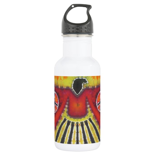 Phoenix Bird Peace Signs Tie Dye 532 Ml Water Bottle (Front)