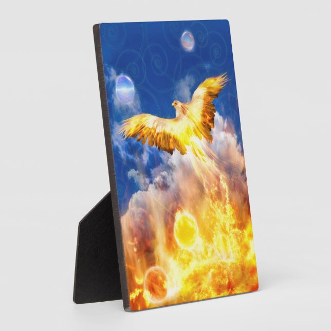 Phoenix Bird RISE ABOVE YOUR TROUBLES Plaque (Side)